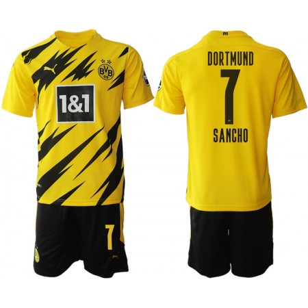 Billiga Fotbollströjor Borussia Dortmund Jadon Sancho 7 Barn Hemma tröja 2020/21 Kortärmad